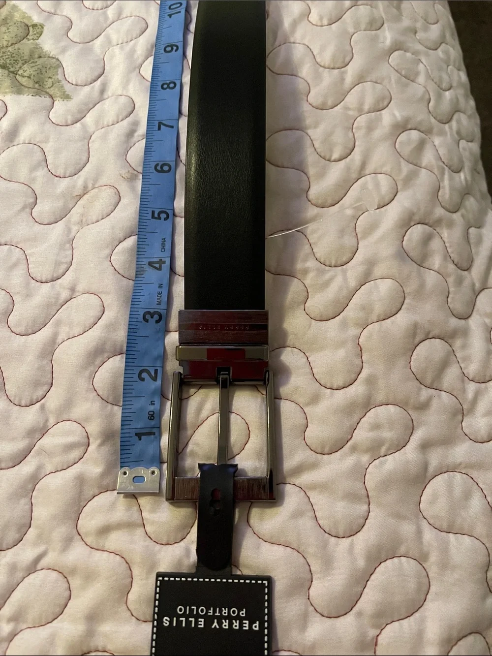 Men's Reversible Black/Brown Leather Belt with Polished Silver Buckle NWT